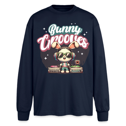 Bunny Grooves Design – Oversized Langarmshirt - Navy