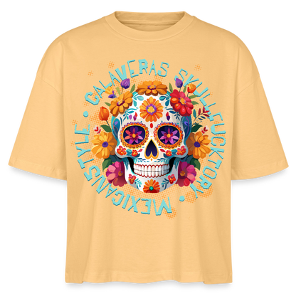 Sugar Skull Blumen Design - Frauen Boxy Bio-T-Shirt - Mispel