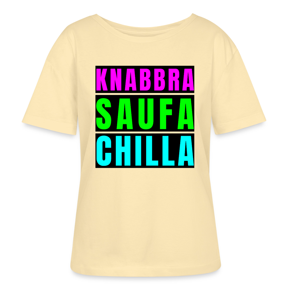 Knabbra Saufa Chilla Design – Rundhals Frauen Bio-T-Shirt - Creme