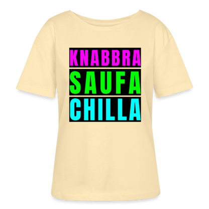 Knabbra Saufa Chilla Design – Rundhals Frauen Bio-T-Shirt - Creme