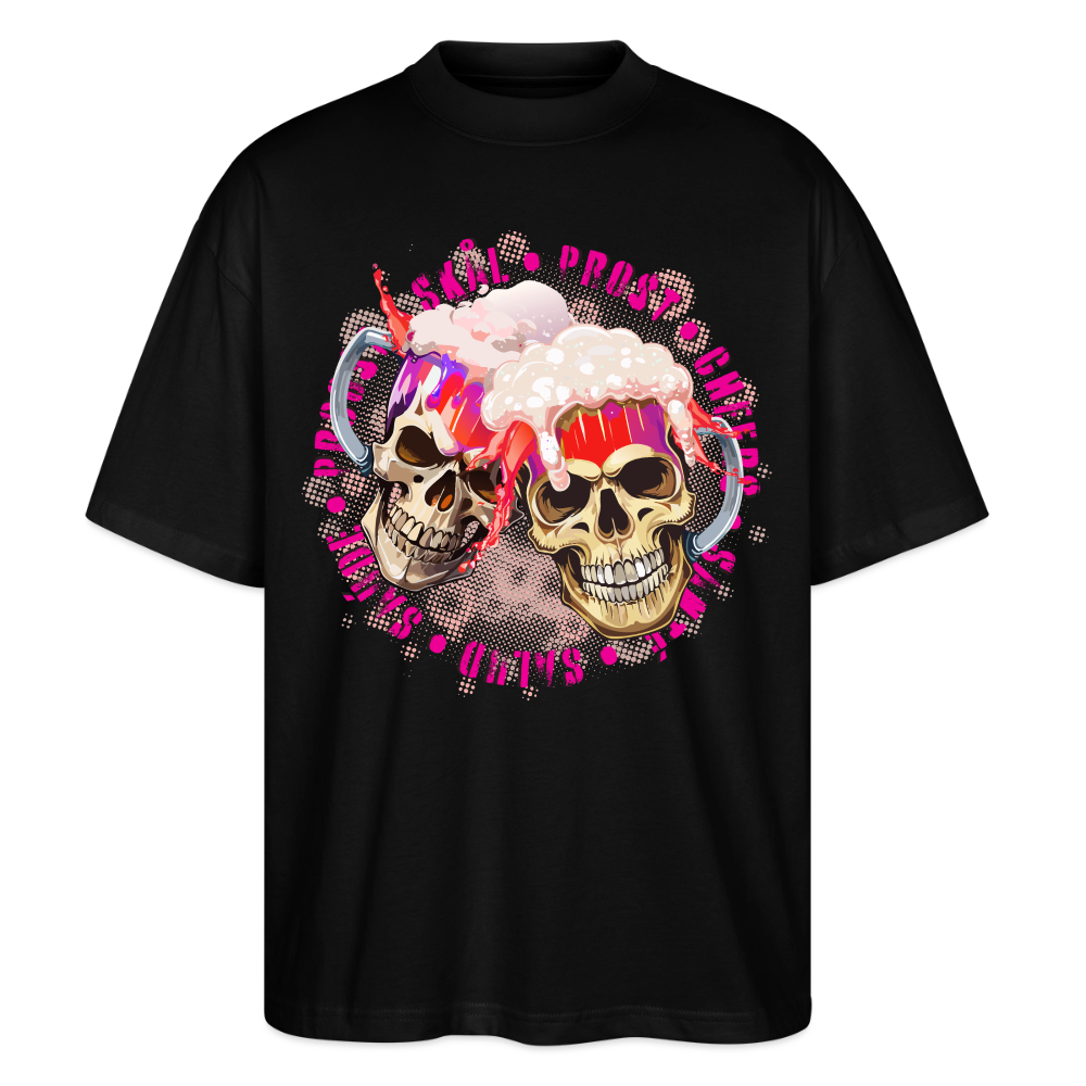 Party Skull Design Pink – Oversized Unisex Bio T-Shirt - Schwarz