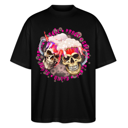 Party Skull Design Pink – Oversized Unisex Bio T-Shirt - Schwarz