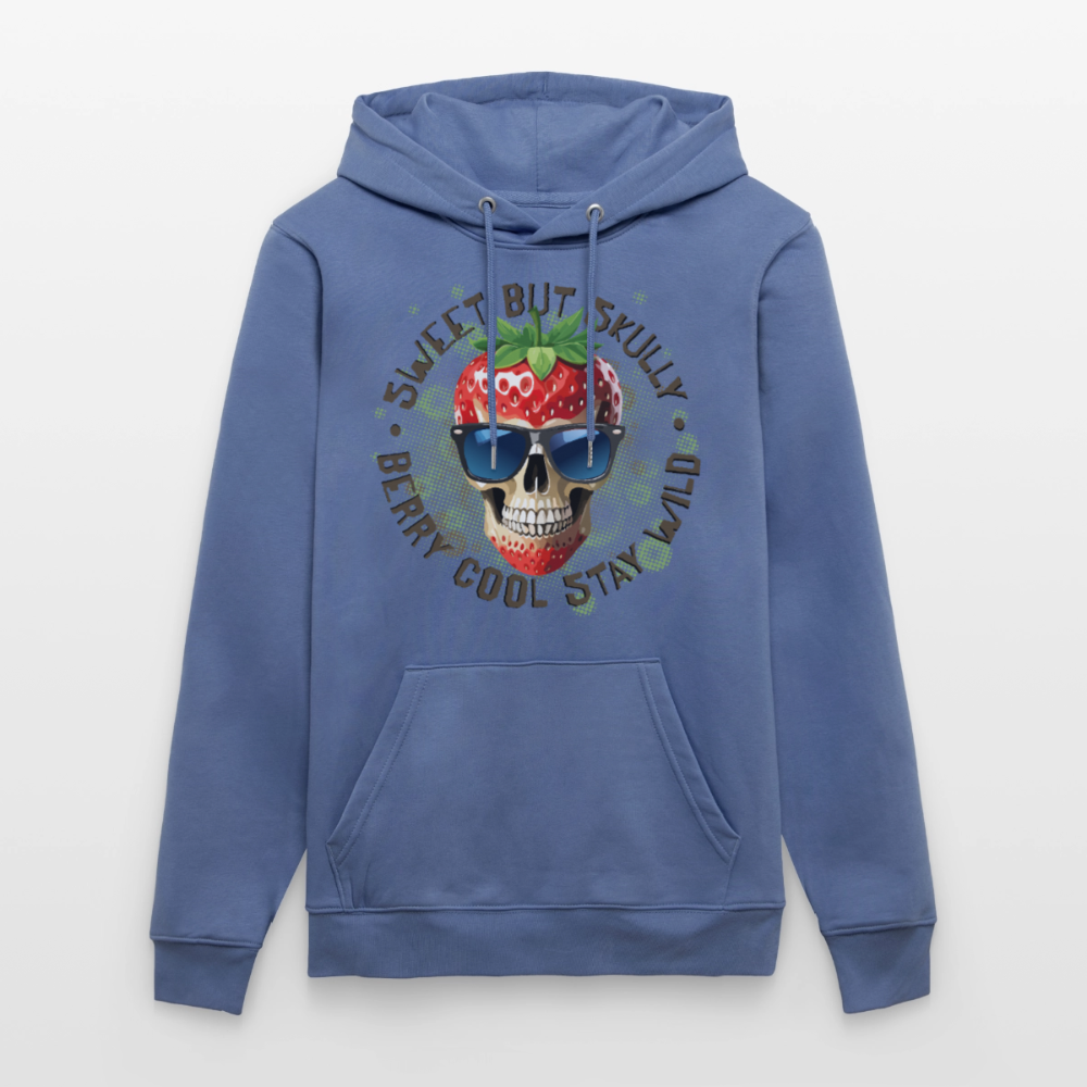 Strawberry Skull Design – Unisex Bio-Hoodie - Blau