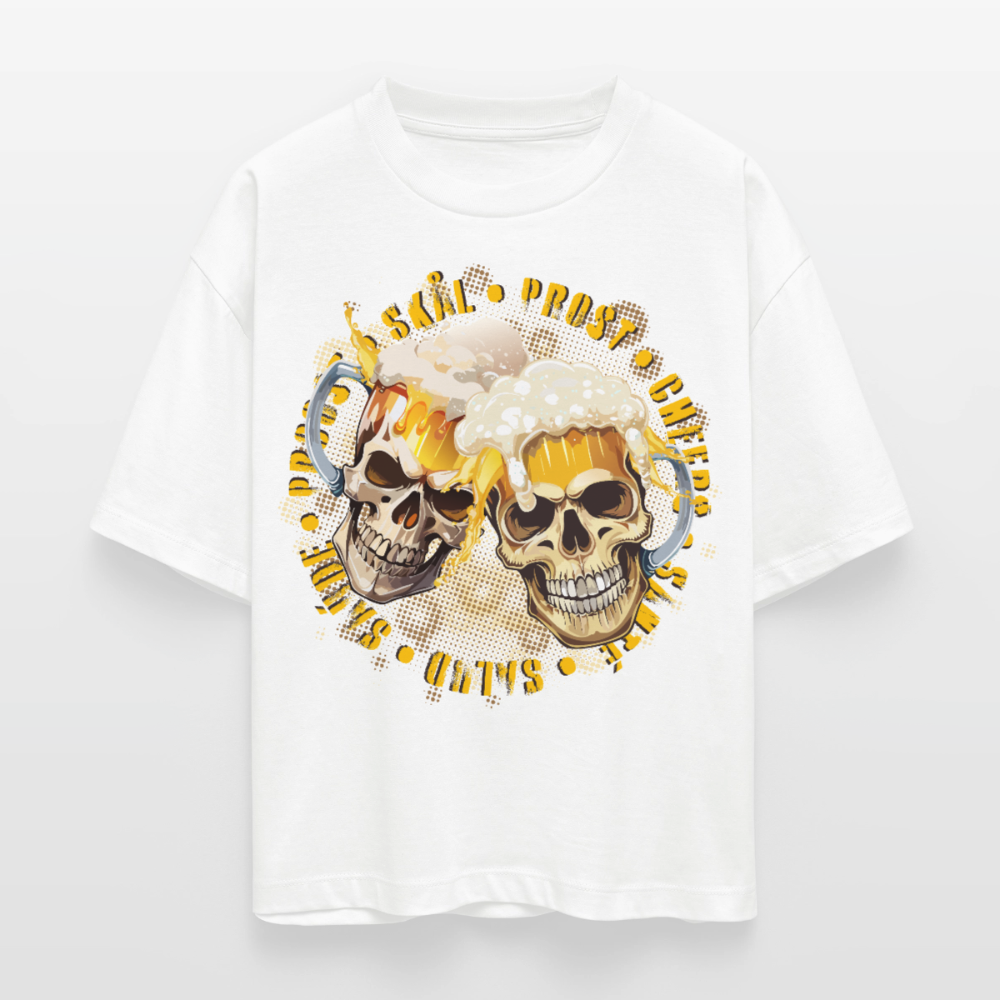 Party Skull Design – Frauen Boxy Bio-T-Shirt - Weiß