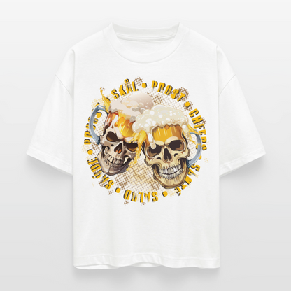 Party Skull Design – Frauen Boxy Bio-T-Shirt - Weiß