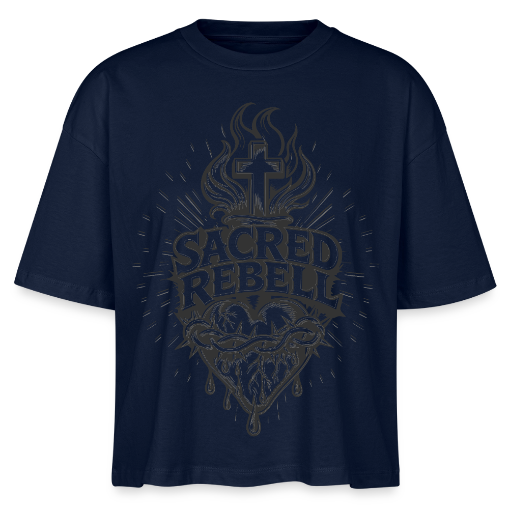 Sacred Rebell Design – Frauen Boxy Bio-T-Shirt - Navy