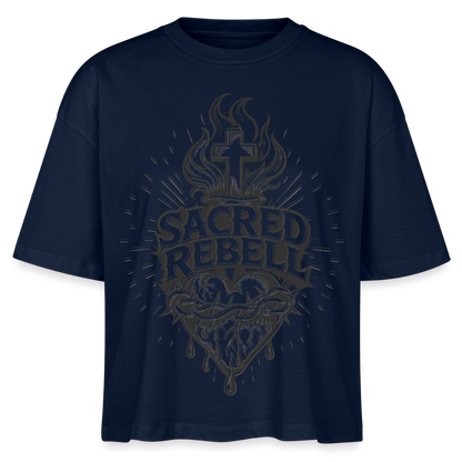 Sacred Rebell Design – Frauen Boxy Bio-T-Shirt - Navy