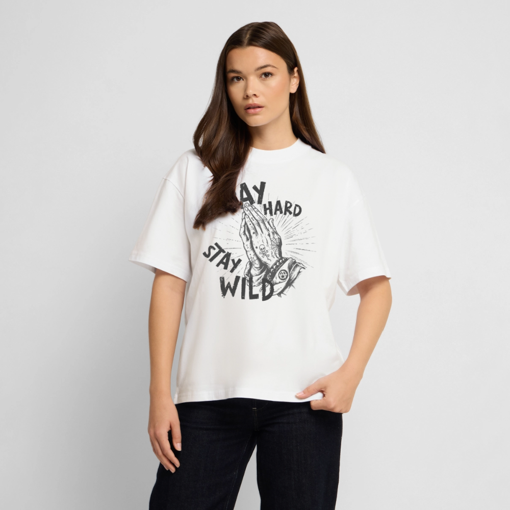 Pray Hard Design – Unisex Bio T-Shirt - Weiß
