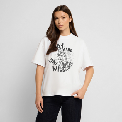 Pray Hard Design – Unisex Bio T-Shirt - Weiß