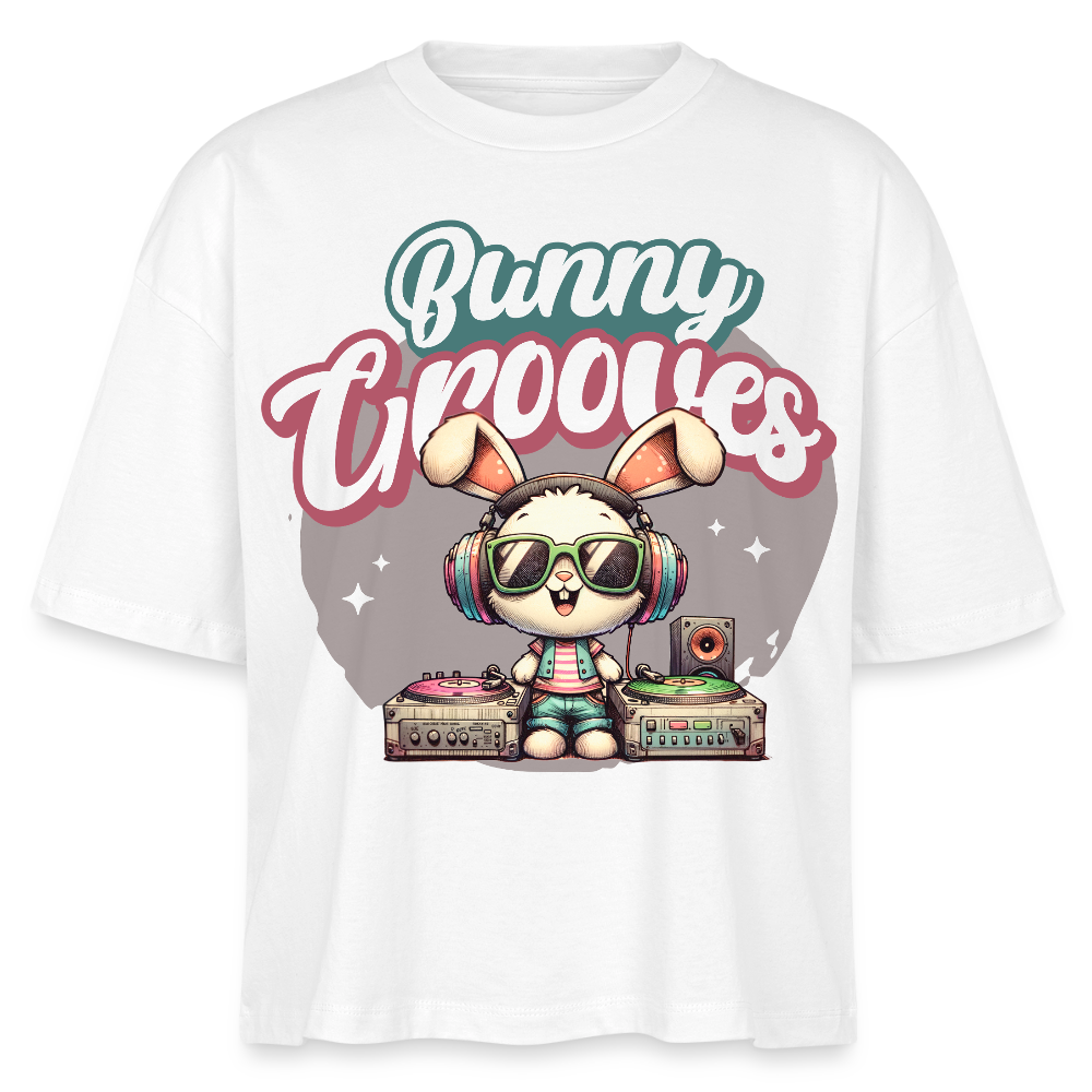 Bunny Grooves Design – Frauen Boxy Bio-T-Shirt - Weiß