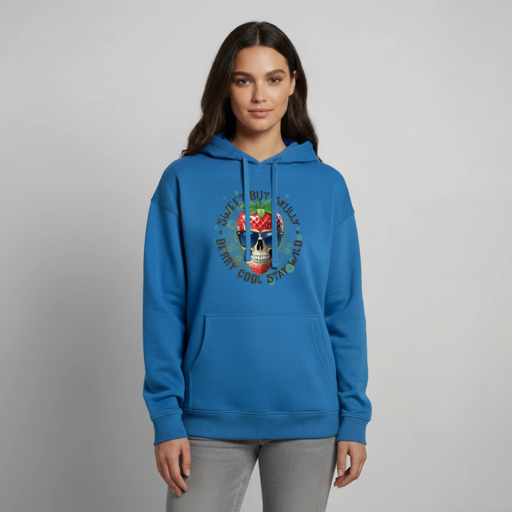 Strawberry Skull Design – Oversized Unisex Hoodie - Achtsames Blau