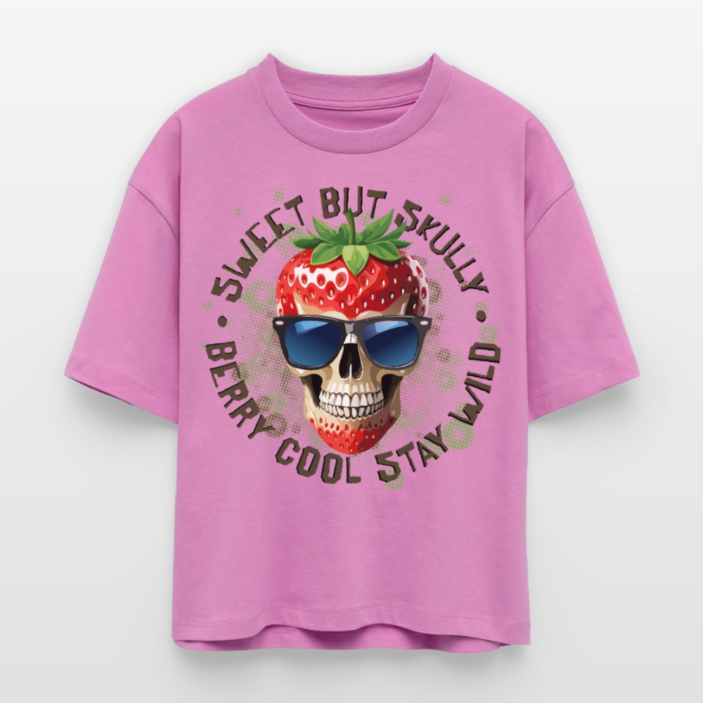 Strawberry Skull Design – Frauen Boxy Bio-T-Shirt - Pink
