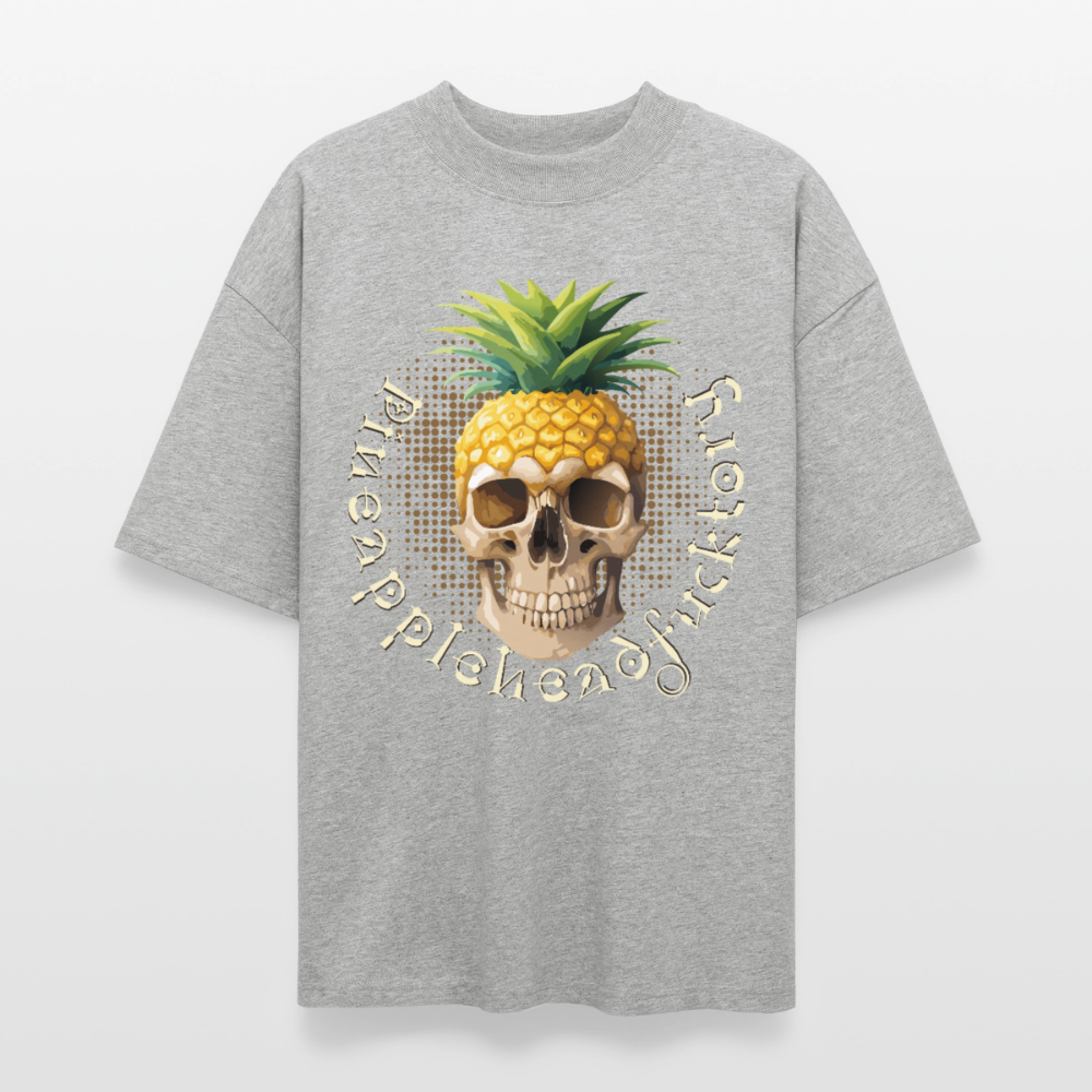 Pineapple Skull Design - Oversized Unisex Bio T-Shirt - Grau meliert