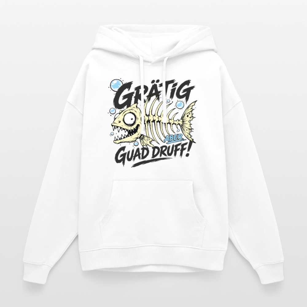 Fischskelett Grätig Design – Oversized Unisex Hoodie - Weiß