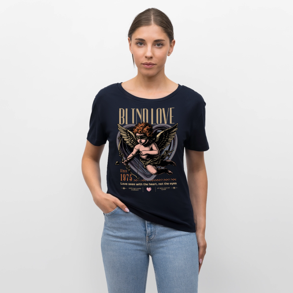 Blind Love Design – Rundhals Frauen Bio-T-Shirt - Navy