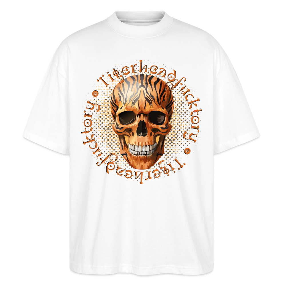 Tiger Skull Design – Oversized Unisex Bio T-Shirt - Weiß