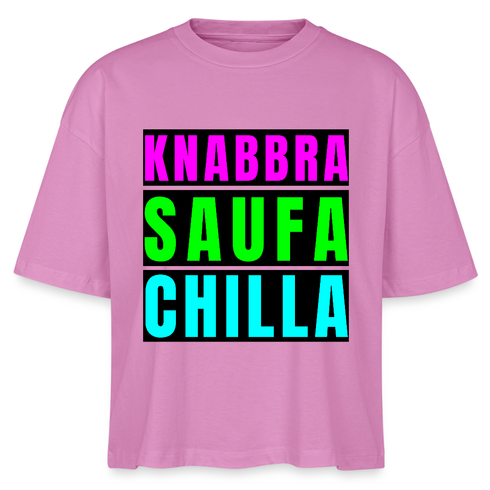 Knabbra Saufa Chilla Design – Frauen Boxy Bio-T-Shirt - Pink