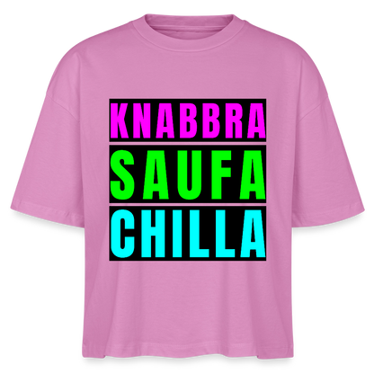 Knabbra Saufa Chilla Design – Frauen Boxy Bio-T-Shirt - Pink