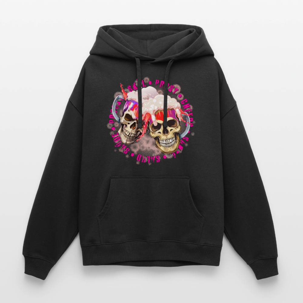 Party Skull Design Pink – Oversized Unisex Hoodie - Schwarz