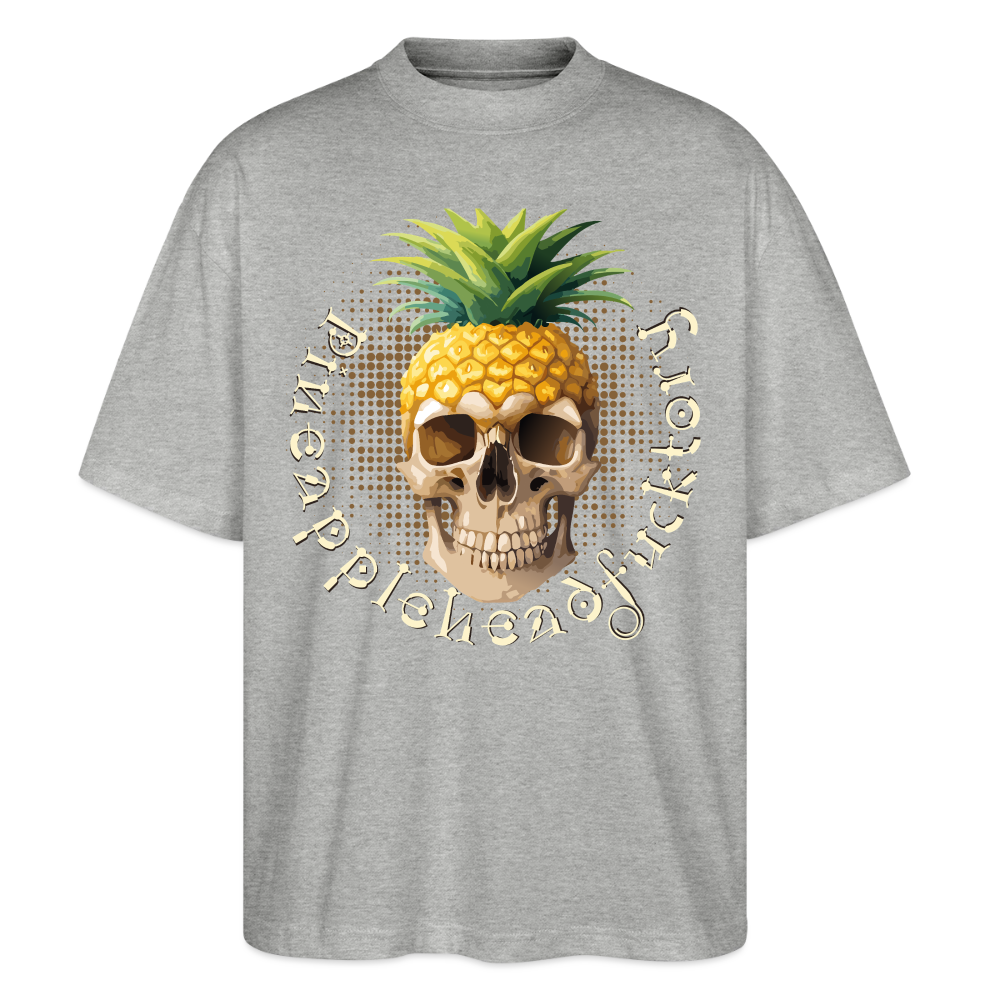 Pineapple Skull Design - Oversized Unisex Bio T-Shirt - Grau meliert