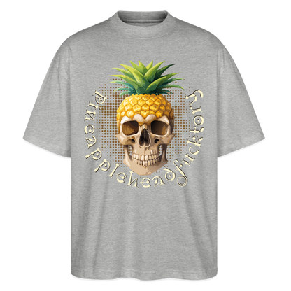 Pineapple Skull Design - Oversized Unisex Bio T-Shirt - Grau meliert
