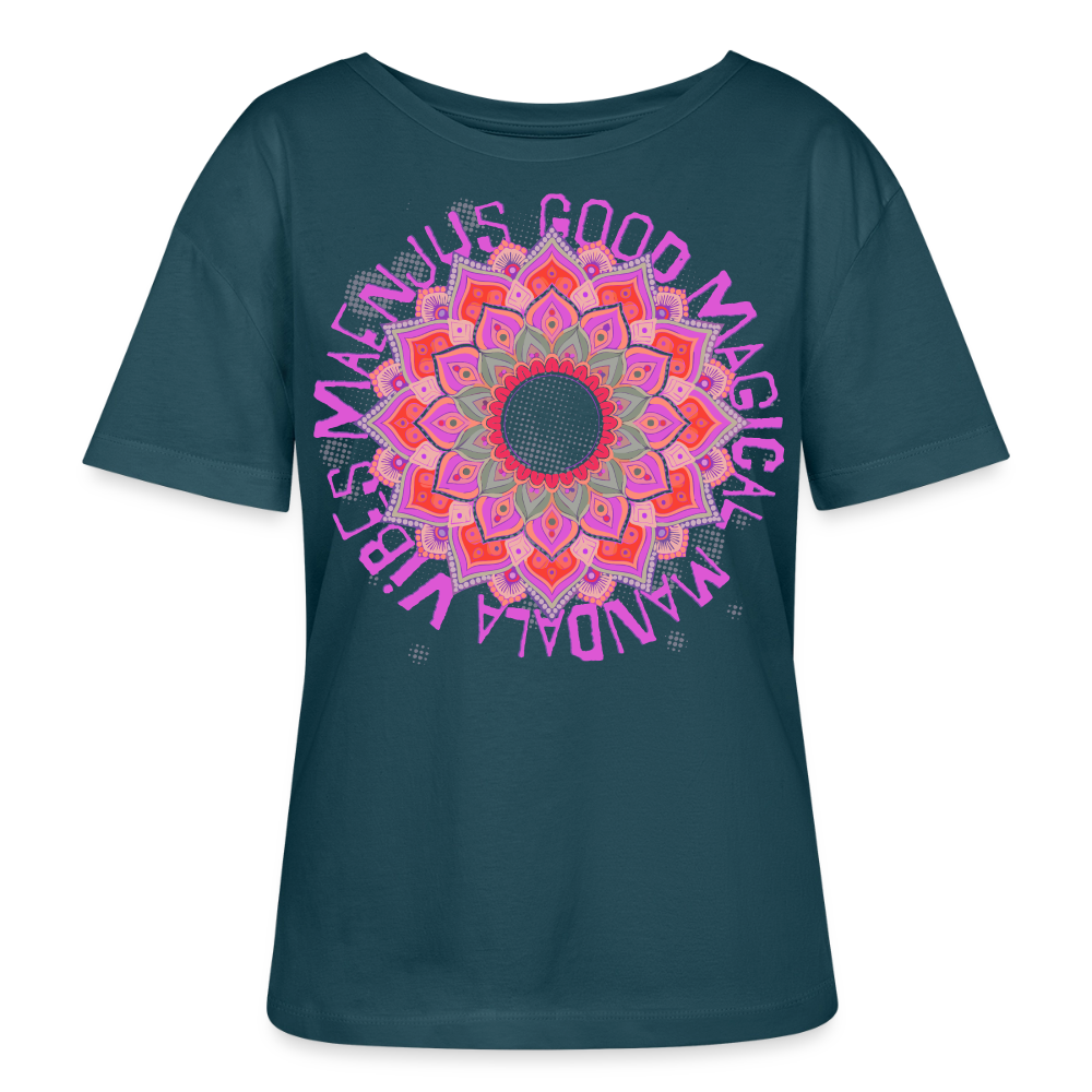 Mandala Pink Design – Rundhals Frauen Bio-T-Shirt - Dunkles Petrol