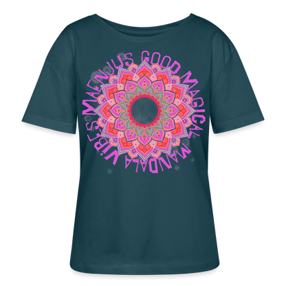 Mandala Pink Design – Rundhals Frauen Bio-T-Shirt - Dunkles Petrol