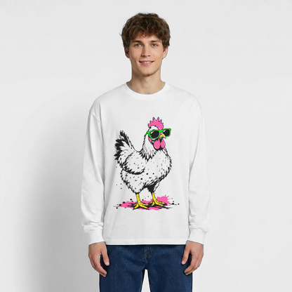 street Chicken Design – Oversized Langarmshirt - Weiß