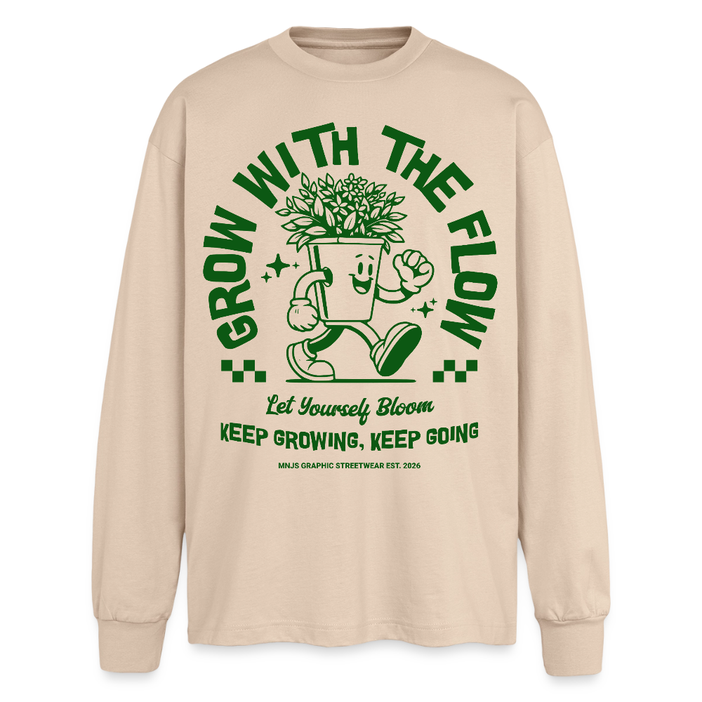 Keep Growing Design – Oversized Langarmshirt - Sand