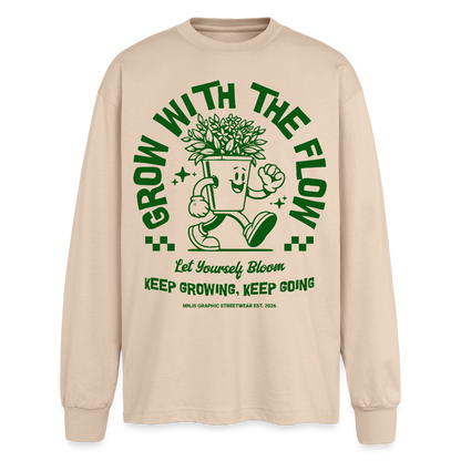 Keep Growing Design – Oversized Langarmshirt - Sand