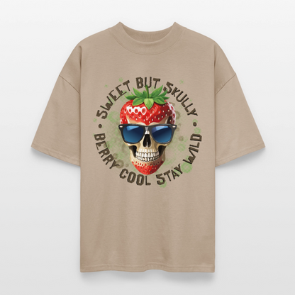 Strawberry Skull Design – Oversized Unisex Bio T-Shirt - Steingrau