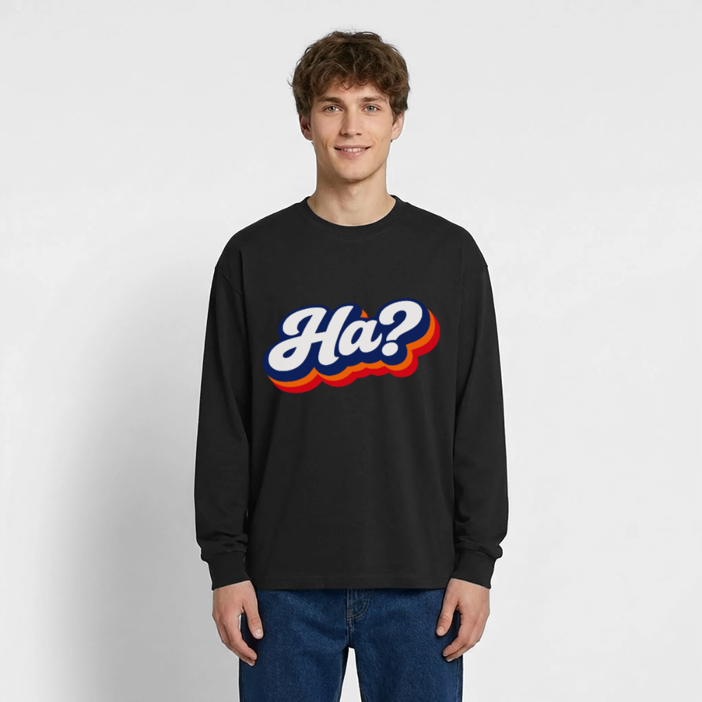 Ha? Design – Oversized Langarmshirt - Schwarz