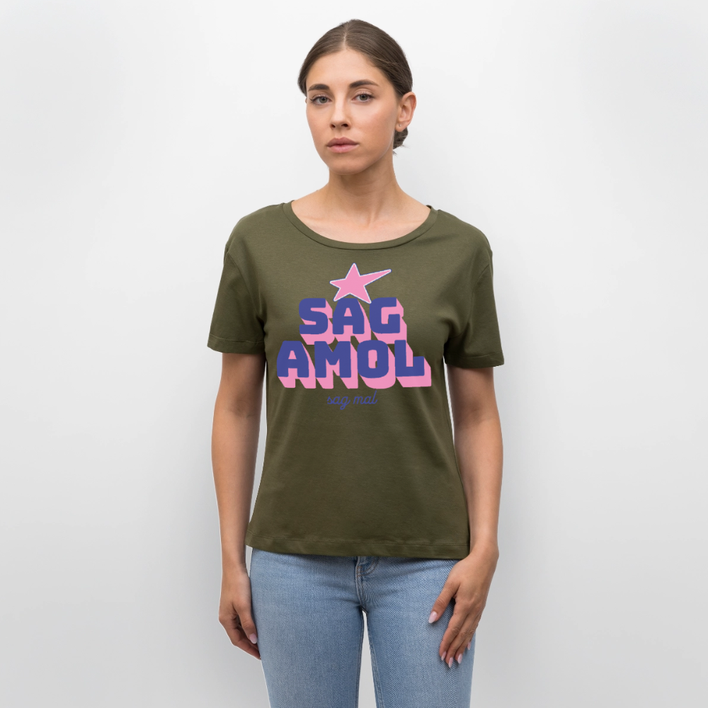 Sagamol Design – Rundhals Frauen Bio-T-Shirt - Khaki