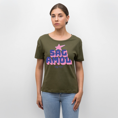 Sagamol Design – Rundhals Frauen Bio-T-Shirt - Khaki