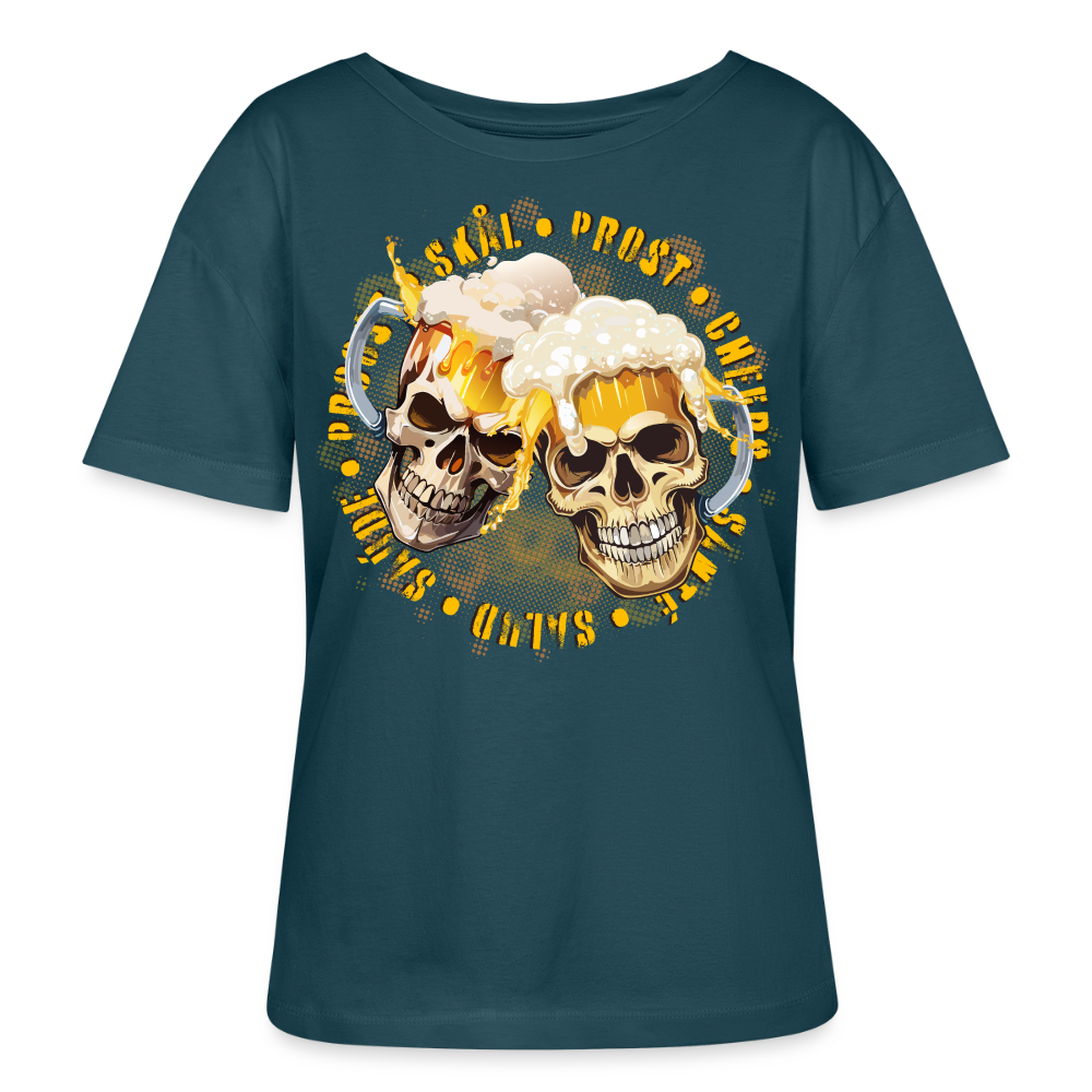 Party Skull Design – Rundhals Frauen Bio-T-Shirt - Dunkles Petrol