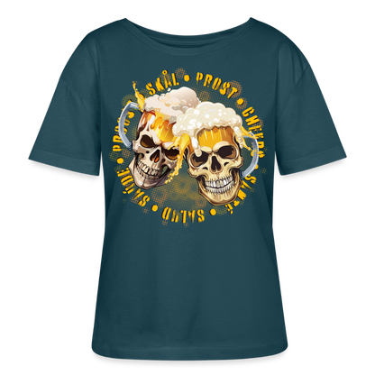 Party Skull Design – Rundhals Frauen Bio-T-Shirt - Dunkles Petrol