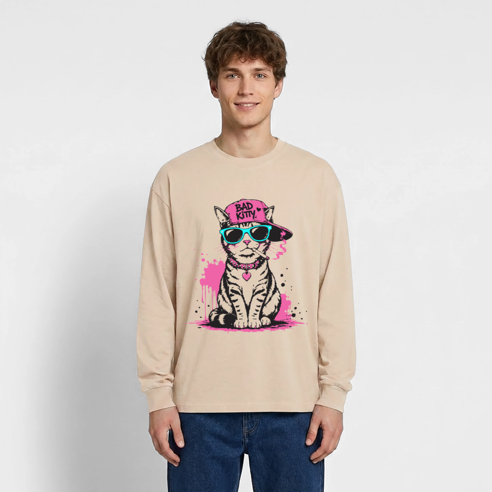 Bad Kitty Design – Oversized Langarmshirt - Sand