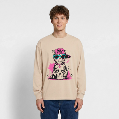 Bad Kitty Design – Oversized Langarmshirt - Sand