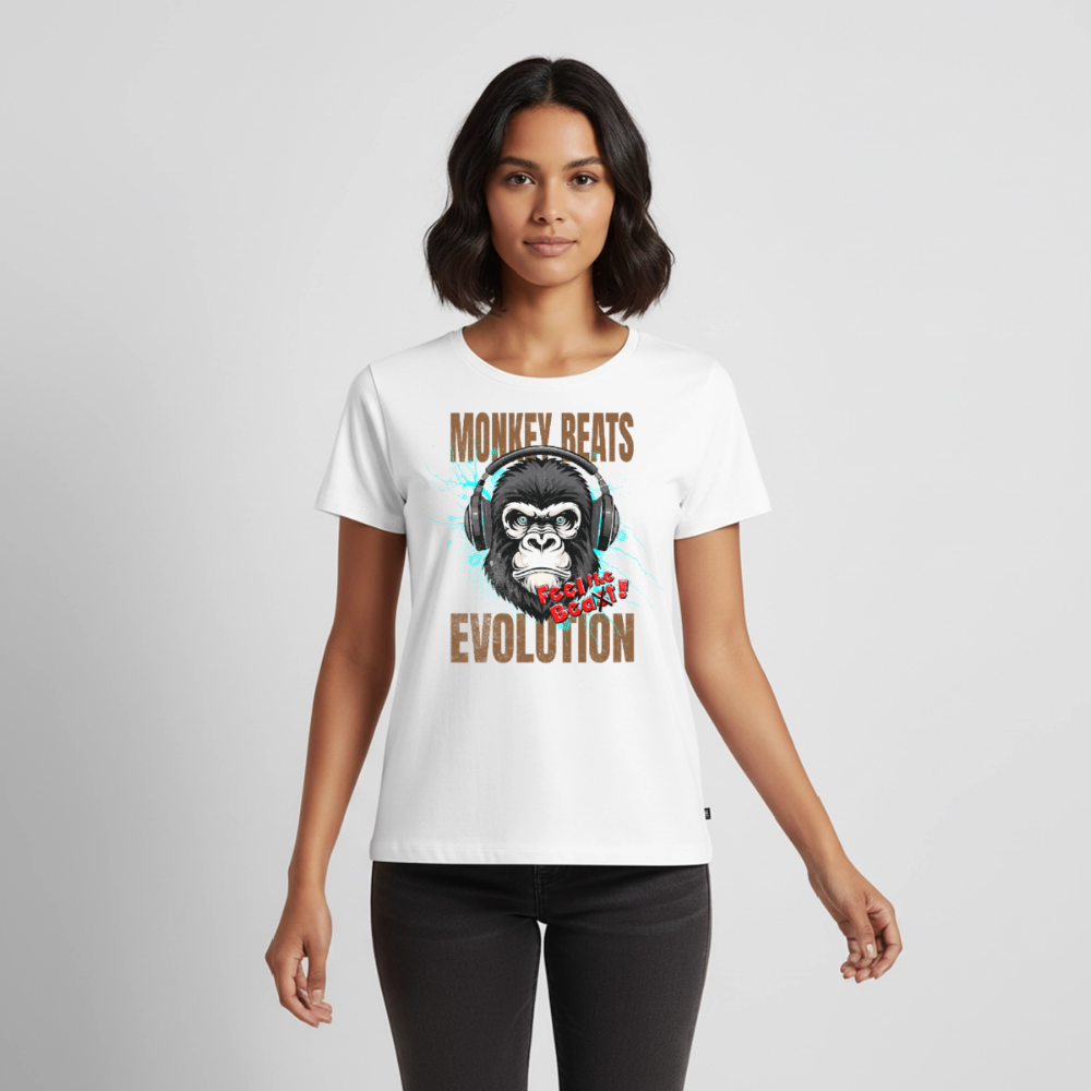 Monkey Beats Design – Frauen Premium T-Shirt - Weiß