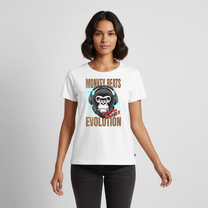 Monkey Beats Design – Frauen Premium T-Shirt - Weiß