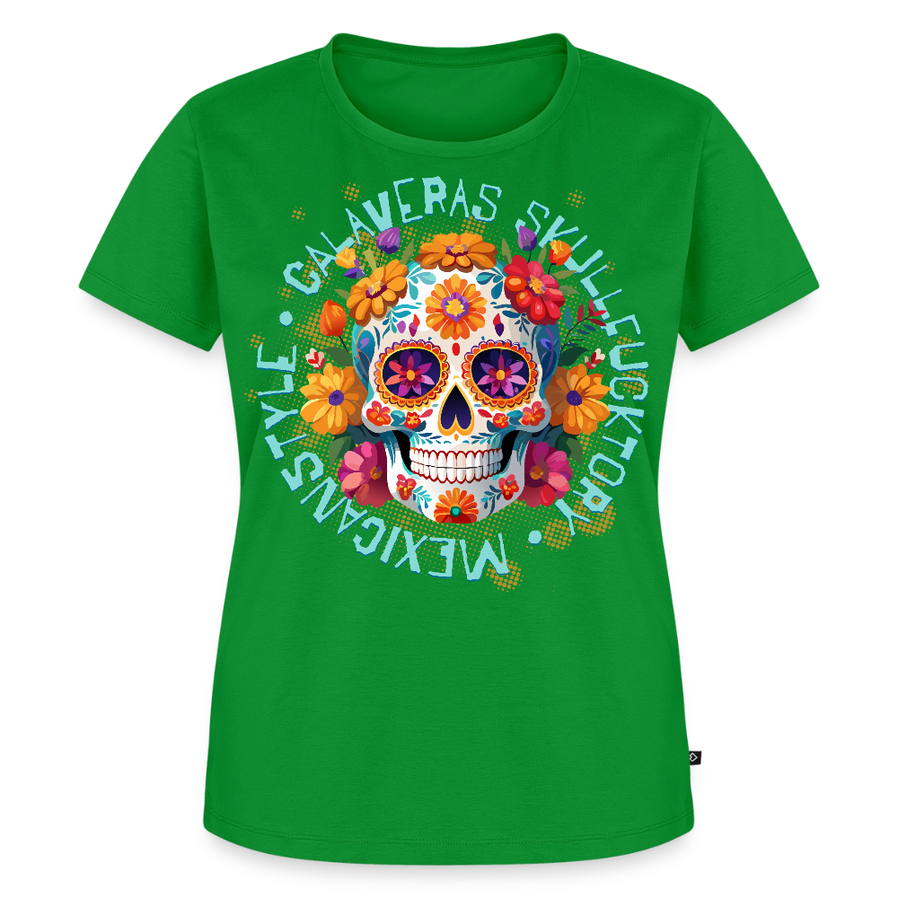 Sugar Skull Blumen Design – Frauen Premium T-Shirt - Grün