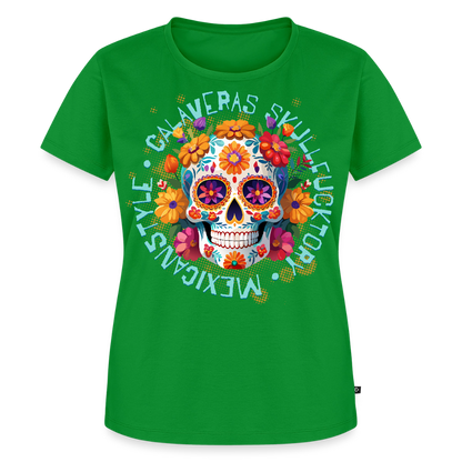 Sugar Skull Blumen Design – Frauen Premium T-Shirt - Grün