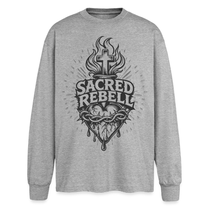 Sacred Rebell Design – Oversized Langarmshirt - Grau meliert