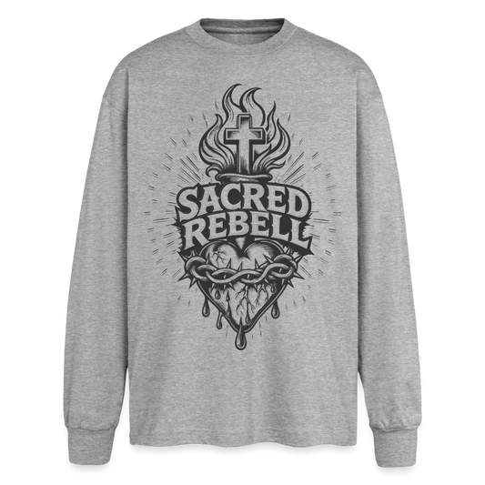 Sacred Rebell Design – Oversized Langarmshirt - Grau meliert
