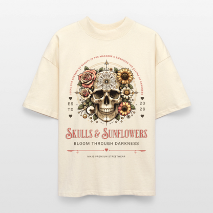 Skulls & Sunflowers Design – Oversized Unisex Bio T-Shirt - Natur