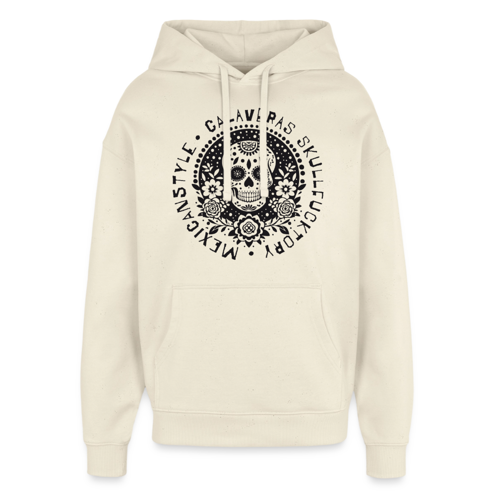 Sugar Skull Black Design - Oversized Unisex Hoodie - Natur