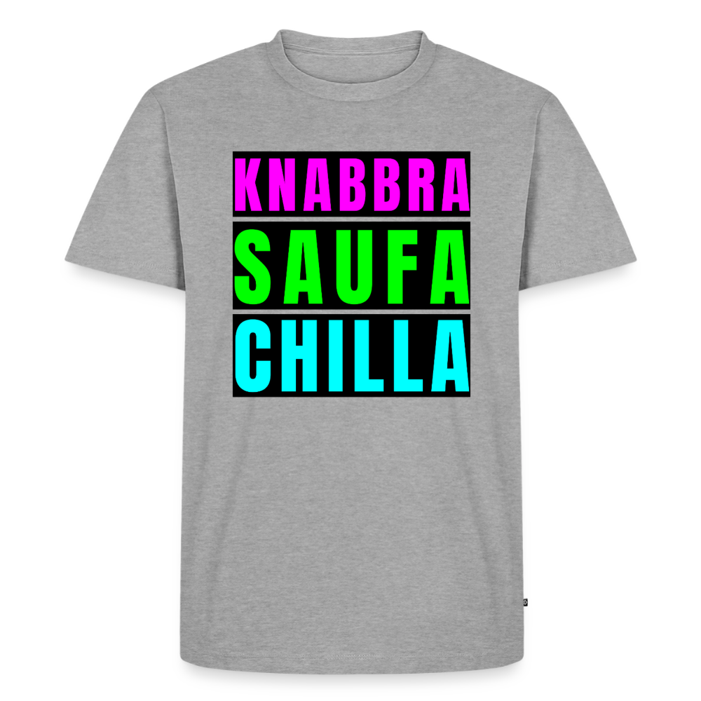 Knabbra Saufa Chilla Design – Männer Premium T-Shirt - Grau meliert