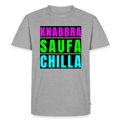 Knabbra Saufa Chilla Design – Männer Premium T-Shirt - Grau meliert
