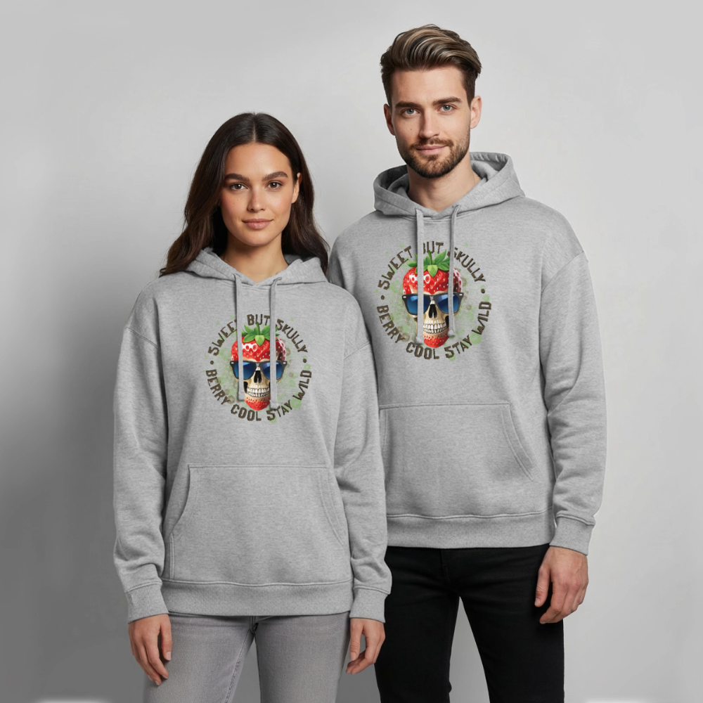 Strawberry Skull Design – Oversized Unisex Hoodie - Grau meliert