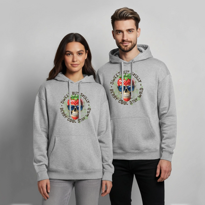 Strawberry Skull Design – Oversized Unisex Hoodie - Grau meliert